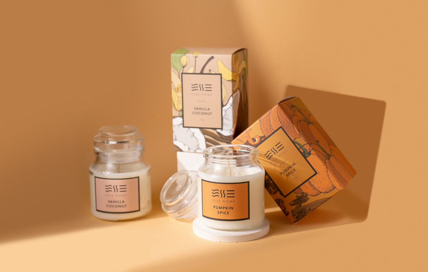 candle packaging vanilla coconut pumpkin spice