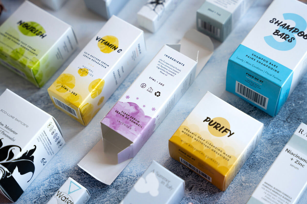  Multiply different-sized vibrant packaging printed boxes.