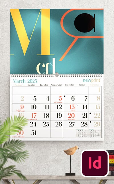 Wall calendar design with modern theme