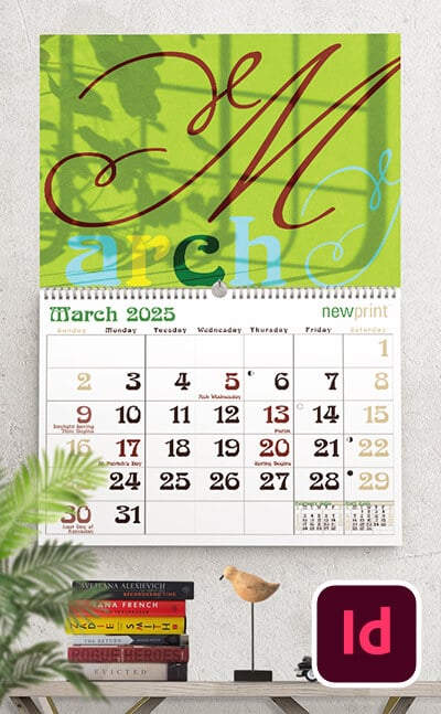 Wall calendar design with nature theme