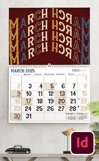 Wall calendar design with vintage theme